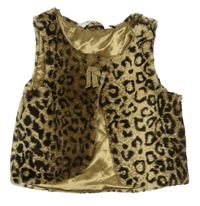 Hnedo-béžová chlpatá vesta s leopardím vzorom zn. H&M