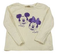 Smotanové tričko s Minnie a Mickeym zn. H&M