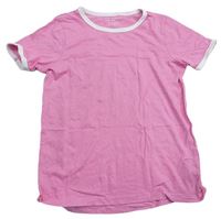 Ružové tričko s bílým lemem Primark