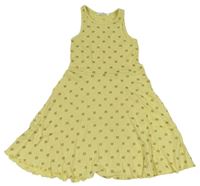 Žlté rebrované šaty s motýlikmi zn. H&M