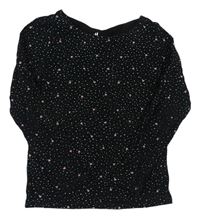 Čierne bodkovaná é tričko so srdiečkami zn. H&M