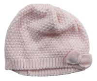 Ružová pletená čapica s mašlou zn. H&M