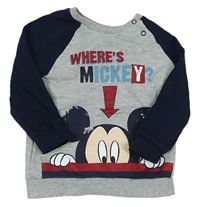 Sivo-tmavomodrá mikina s Mickey Mousem zn. Disney