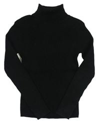Čierny rebrovaný sveter s kapucňou zn. Next