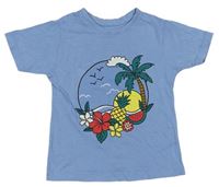 Svetlomodré tričko s palmou a ovociem Primark