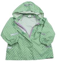 Zelená šušťáková nepromokavá bunda s hviezdičkami a odopínacíá kapucňou Papagino