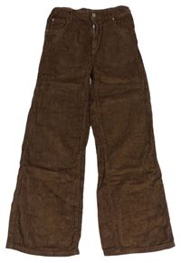 Hnedé rebrované zamatové nohavice Zara