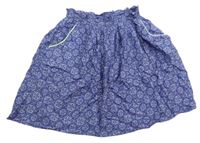 Modrá károvaná kvetovaná paper bag sukňa coolclub