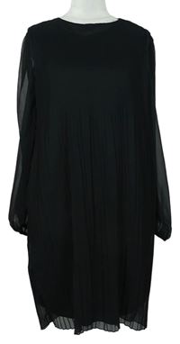 Dámske čierne šifónové plisované šaty