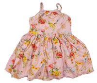 Svetloružová -farebné kvetované ľahké šaty s kolovou sukní zn. Next