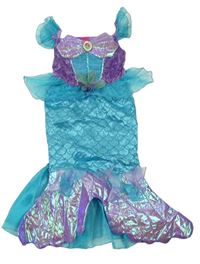 Kockovaným - Modrozeleno-fialové šaty s broží - Ariel zn. Disney