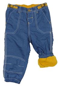 Modré kockované šušťákové zateplené nohavice Ergee