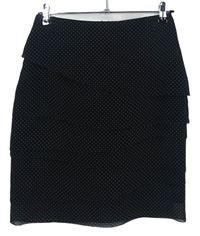Dámska čierna bodkovaná sukňa s volánikmi S. Oliver