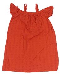 Červené plátenné šaty s dirkovaným vzorom Primark