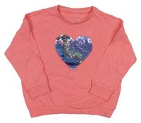 Lososové tričko so srdcem z překlápěcích flitrů Next