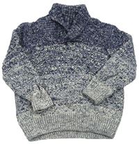 Tmavomodro-sivý melírovaný sveter George