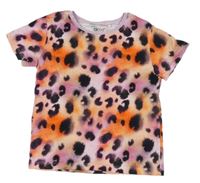Ružovo-oranžové batikované tričko s leopardím vzorom zn. Next