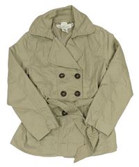 Béžový plátěný jarní kabátek s opaskom zn. H&M