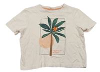 Svetloružové crop tričko s palmou TU