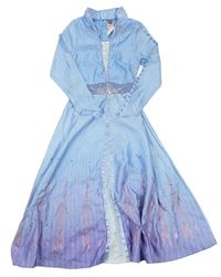 Kockovaným - Světlemodro-fialové saténové šaty s flitry - Elsa zn. Disney