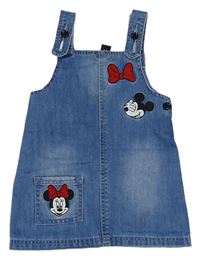 Modré rifľové šaty s Minnie a Mickeym zn. Primark