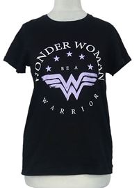 Dámske čierne tričko so znakem Wonder Women zn. Pep&Co
