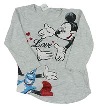 Svetlosivé melírované tričko s Minnie a Mickeym zn. Disney