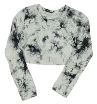 Bielo-čierne vzorované crop tričko Shein