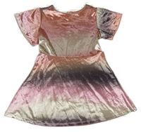 Ružovo-béžové zamatové šaty zn. Next