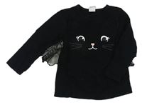 Čierne tričko s mačičkou zn. H&M