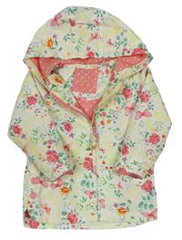 Smotanová kvetovaná šušťáková jarná bunda s kapucňou zn. Mothercare
