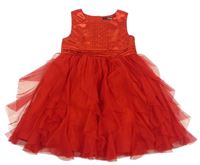 Červené slávnostné šaty s tylovou sukní George