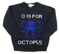 Tmavomodrý sveter s chobotnicí