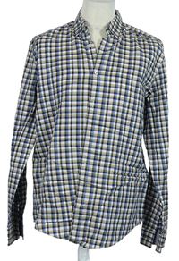Pánska tmavomodro-béžová kockovaná košeľa Hugo Boss