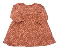 Hrdzavé kvetinové bavlnené šaty zn. H&M