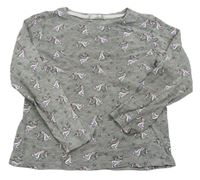 Sivé melírované tričko s jednorožcami a hviezdami zn. Pep&Co
