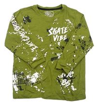 Zelené vzorované tričko s nápismi Urban