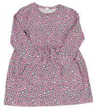 Ružovo-sivé šaty s leopardím vzorom