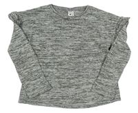 Sivé melírované úpletové tričko s volánikmi C&A