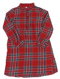 Červeno-čierno-tmavozelené kockované trblietavé košeľové šaty zn. H&M