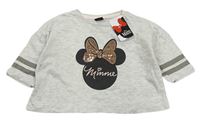 Svetlosivé melírované crop tričko s Minnie s flitrami Pep&Co