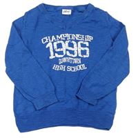 Modrý sveter s nápisom Alive