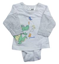 Bielo-svetlosivé tričko s krokodýlkem a všitým body Ergee