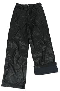 Čierne široké koženkové high waist nohavice H&M