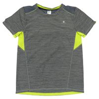 Sivo-limetkové melírované funkčné športové tričko Domyos