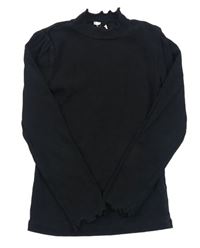 Čierne rebrované tričko so stojačikom F&F