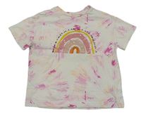 Bielo-ružové vzorované tričko s dúhou Next