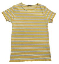 Okrové pruhované rebrované tričko Primark