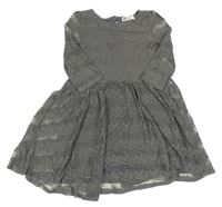 Tmavosivé tylovo/krajkové šaty zn. H&M