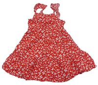Červené kvetinové plátenné šaty Primark